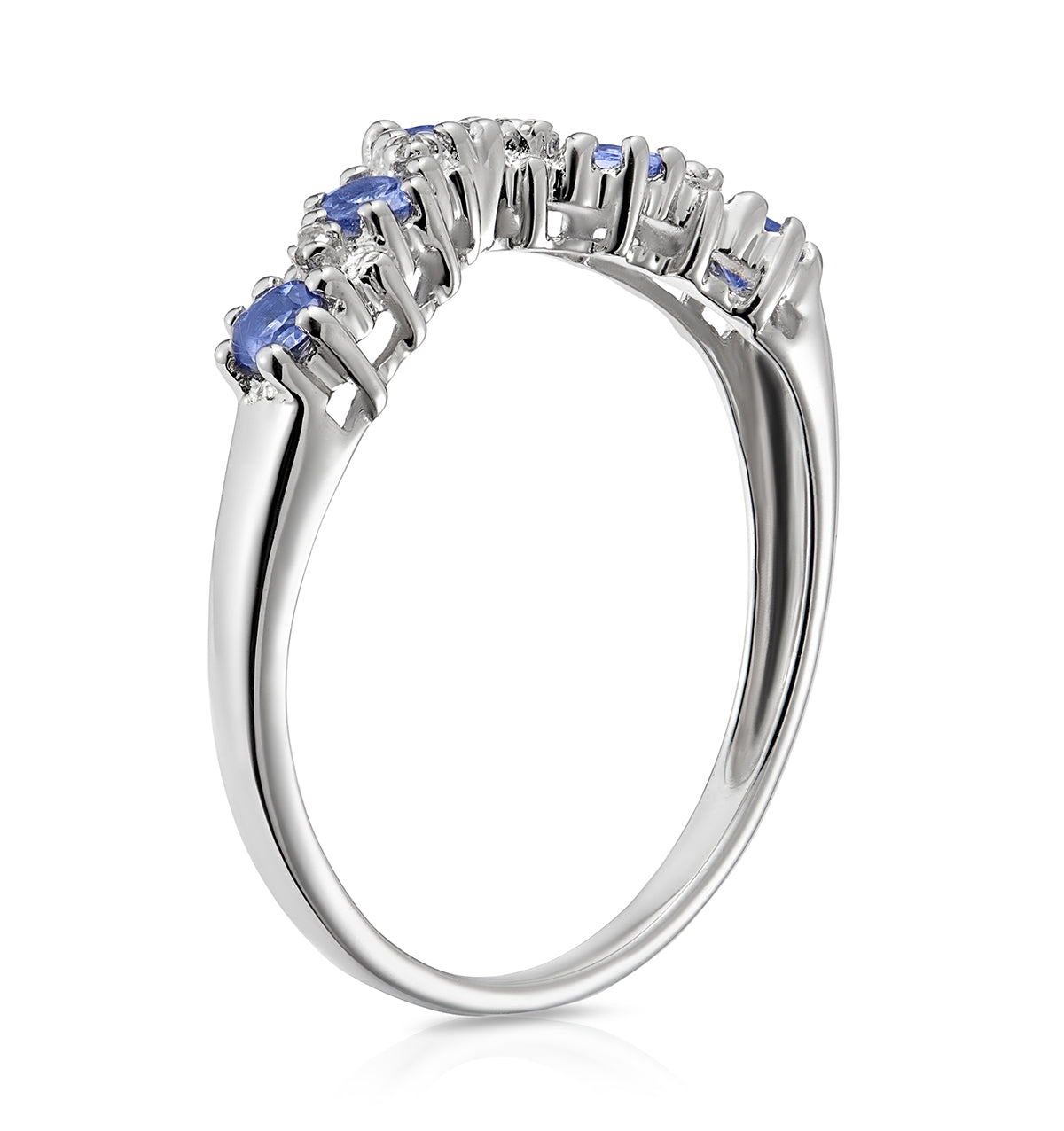 Diamond and Tanzanite 0.35CT Wishbone Ring in 9K White Gold